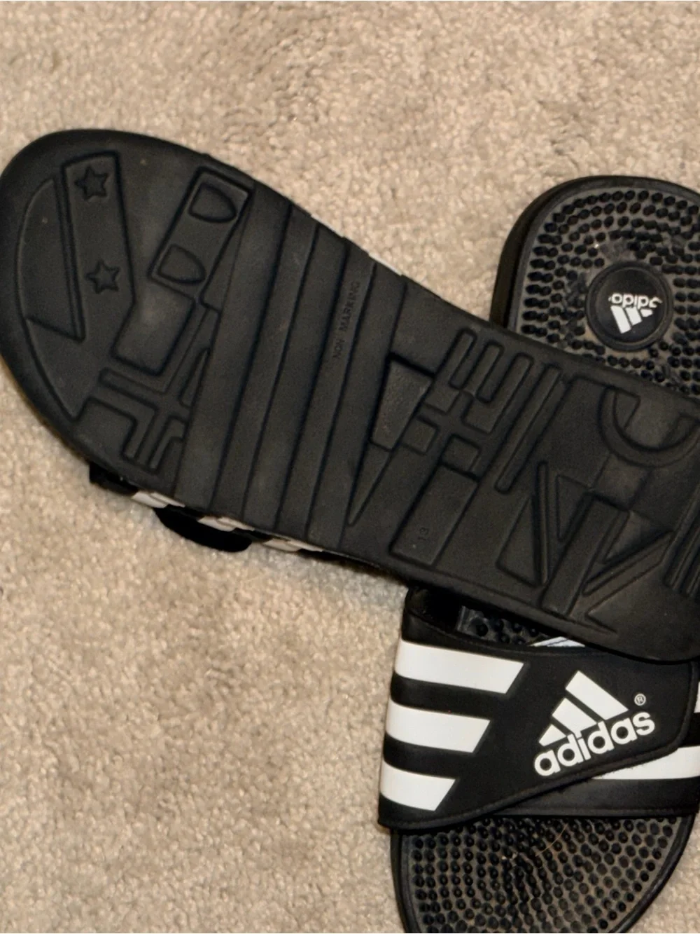 Men’s Adidas Black & White Athletic Slide Sandals 13